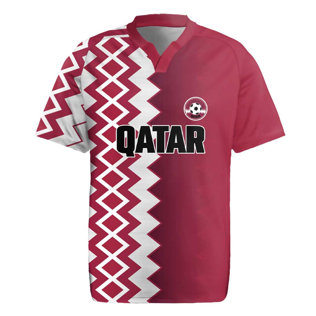 Custom Qatar Football Rugby Jersey Maroon One Go Champion - Wonder Print Shop
