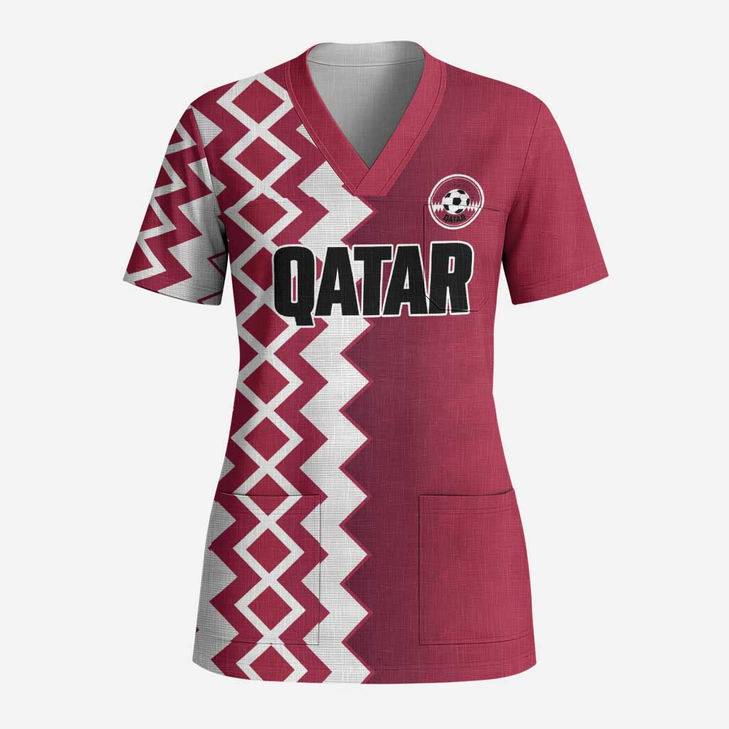 Custom Qatar Football Scrub Top Maroon One Go Champion - Wonder Print Shop