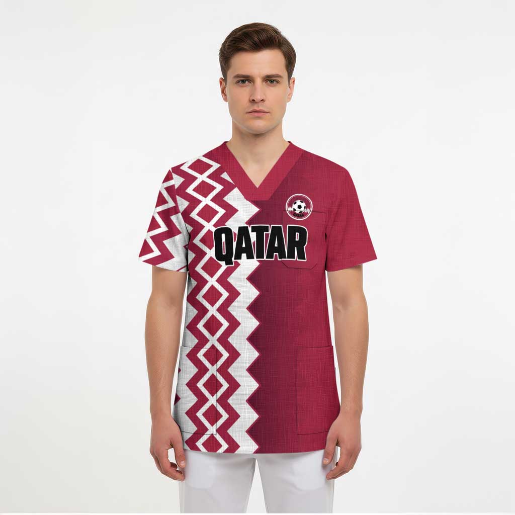 Custom Qatar Football Scrub Top Maroon One Go Champion - Wonder Print Shop