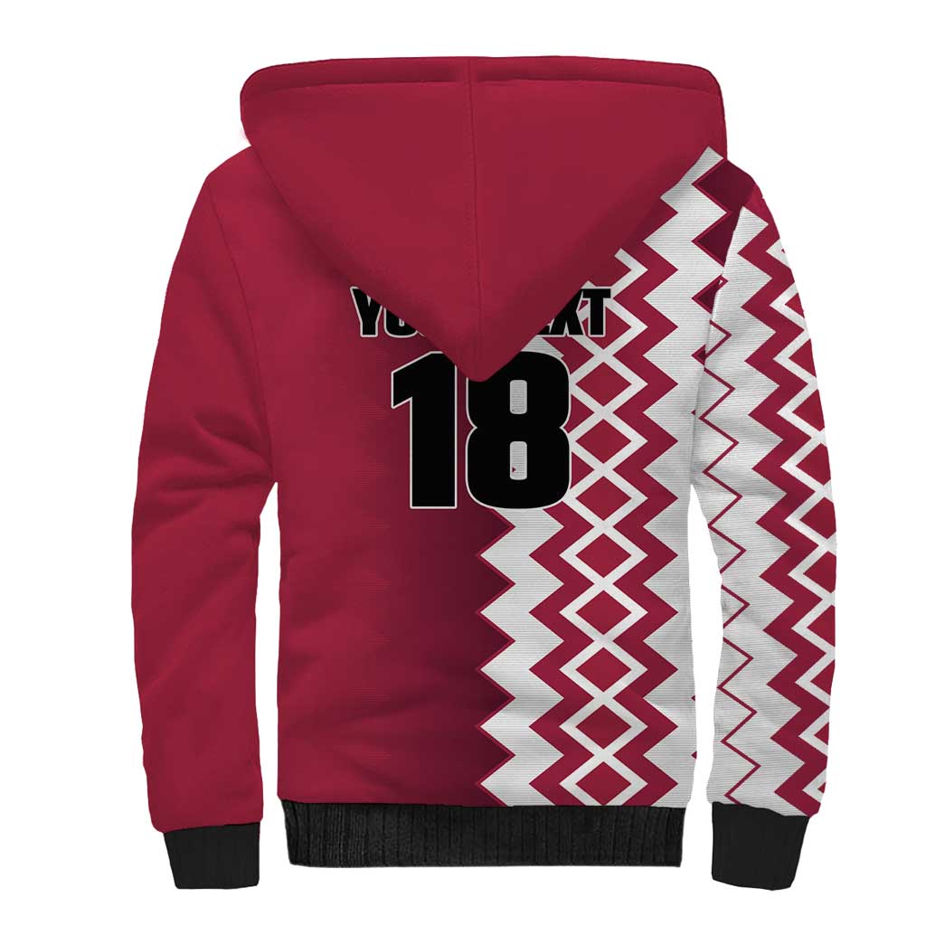 Custom Qatar Football Sherpa Hoodie Maroon One Go Champion - Wonder Print Shop