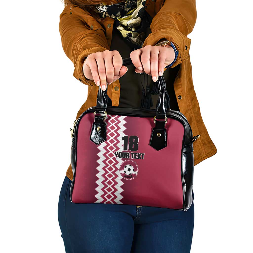 Custom Qatar Football Shoulder Handbag Maroon One Go Champion - Wonder Print Shop