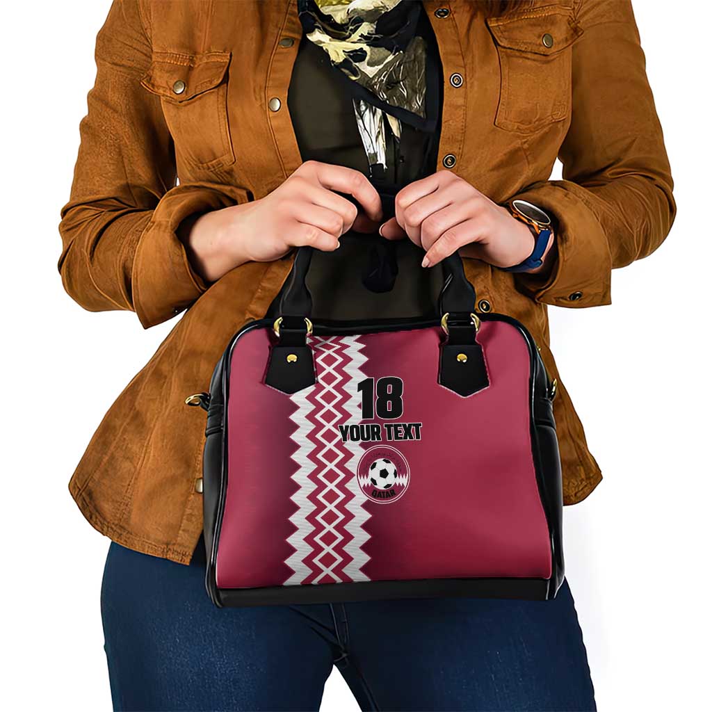 Custom Qatar Football Shoulder Handbag Maroon One Go Champion - Wonder Print Shop