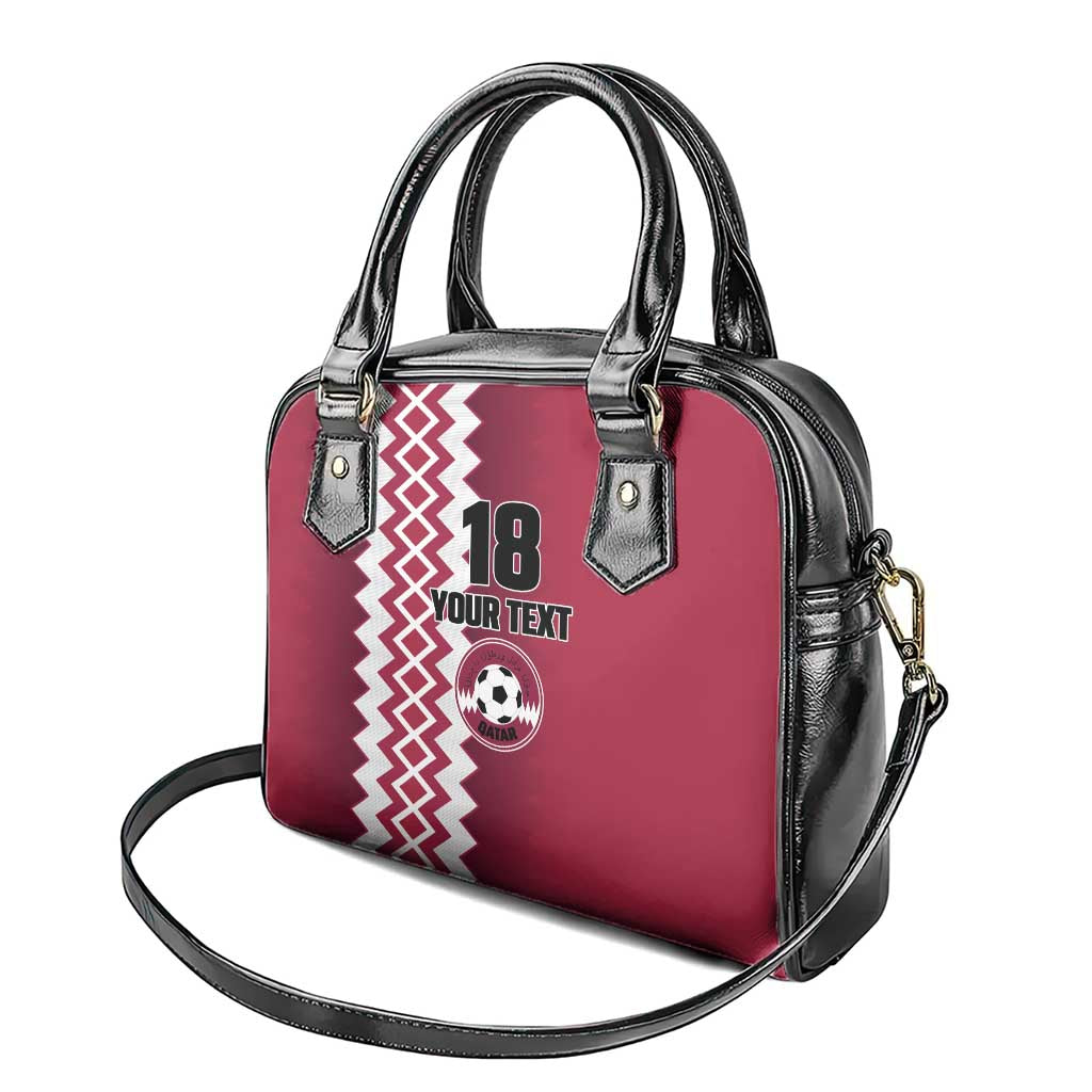 Custom Qatar Football Shoulder Handbag Maroon One Go Champion - Wonder Print Shop
