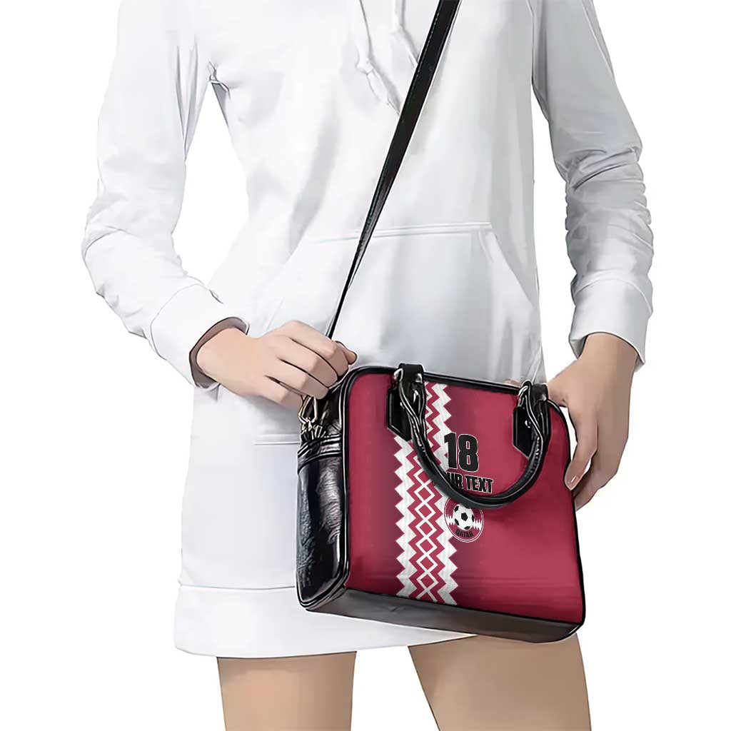 Custom Qatar Football Shoulder Handbag Maroon One Go Champion - Wonder Print Shop