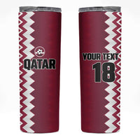 Custom Qatar Football Skinny Tumbler Maroon One Go Champion - Wonder Print Shop