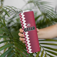 Custom Qatar Football Skinny Tumbler Maroon One Go Champion - Wonder Print Shop
