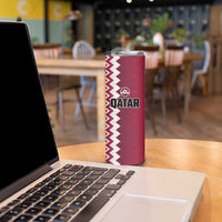 Custom Qatar Football Skinny Tumbler Maroon One Go Champion - Wonder Print Shop