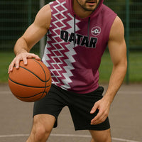 Custom Qatar Football Sleeveless Hoodie Maroon One Go Champion - Wonder Print Shop