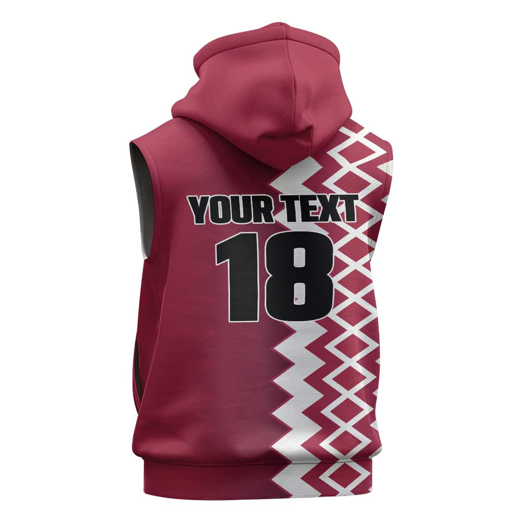 Custom Qatar Football Sleeveless Zip Hoodie Maroon One Go Champion - Wonder Print Shop