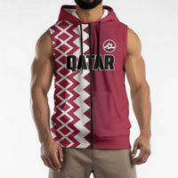 Custom Qatar Football Sleeveless Zip Hoodie Maroon One Go Champion - Wonder Print Shop