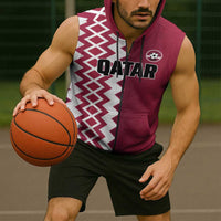 Custom Qatar Football Sleeveless Zip Hoodie Maroon One Go Champion - Wonder Print Shop