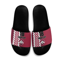 Custom Qatar Football Slide Sandals Maroon One Go Champion - Wonder Print Shop