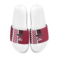 Custom Qatar Football Slide Sandals Maroon One Go Champion - Wonder Print Shop