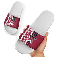 Custom Qatar Football Slide Sandals Maroon One Go Champion - Wonder Print Shop