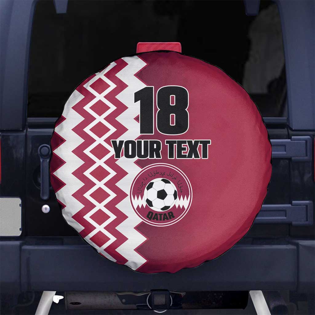 Custom Qatar Football Spare Tire Cover Maroon One Go Champion - Wonder Print Shop