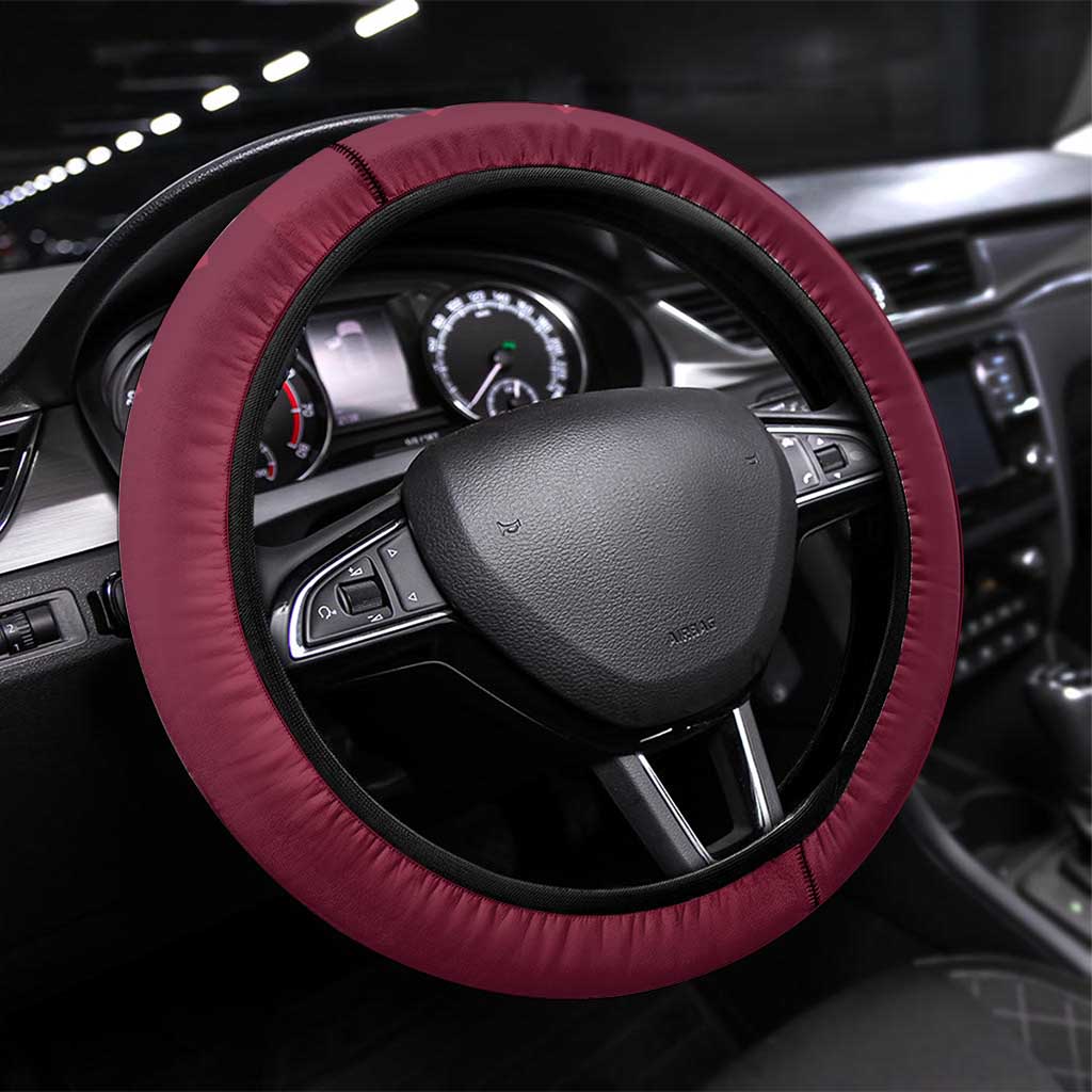Qatar Football Steering Wheel Cover Maroon One Go Champion - Wonder Print Shop