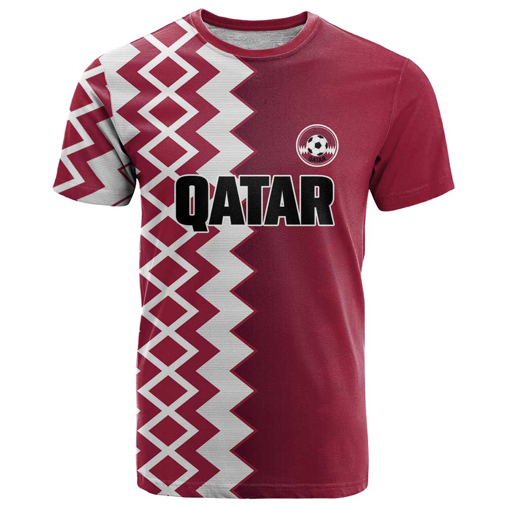 Custom Qatar Football T Shirt Maroon One Go Champion - Wonder Print Shop