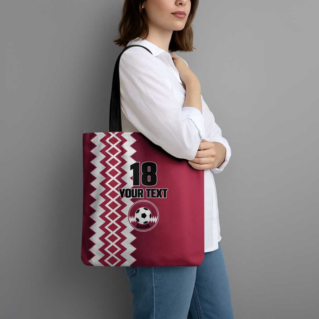 Custom Qatar Football Tote Bag Maroon One Go Champion - Wonder Print Shop