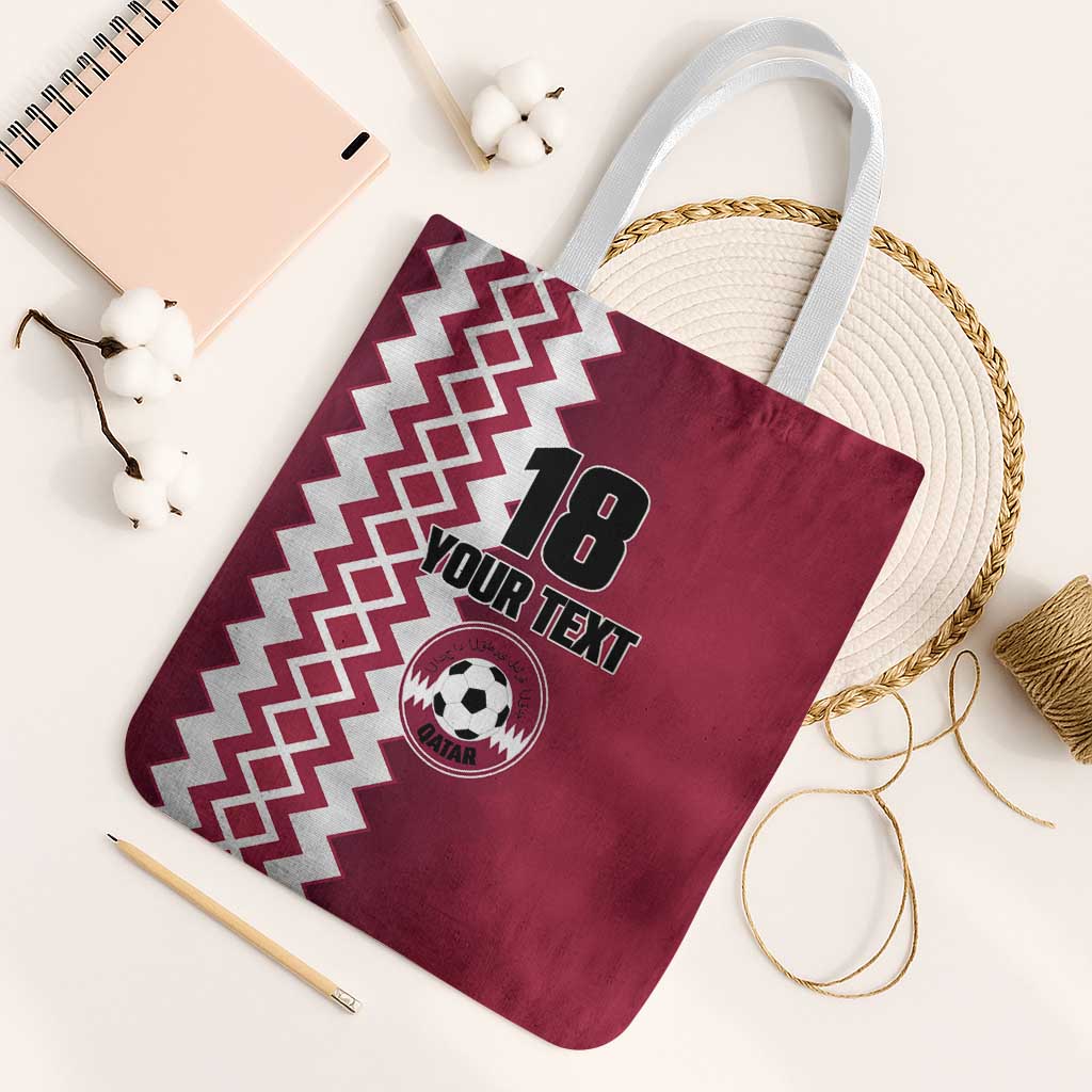 Custom Qatar Football Tote Bag Maroon One Go Champion - Wonder Print Shop