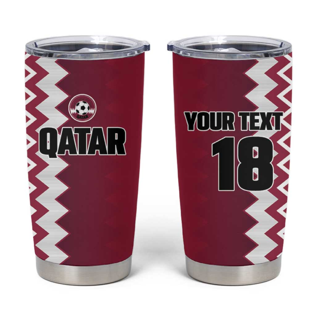 Custom Qatar Football Tumbler Cup Maroon One Go Champion - Wonder Print Shop