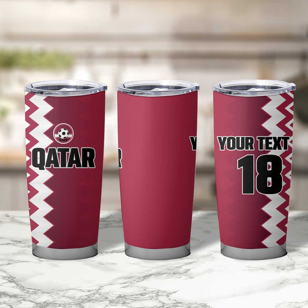 Custom Qatar Football Tumbler Cup Maroon One Go Champion - Wonder Print Shop
