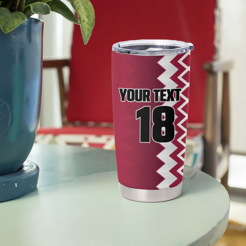 Custom Qatar Football Tumbler Cup Maroon One Go Champion - Wonder Print Shop