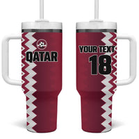 Custom Qatar Football Tumbler With Handle Maroon One Go Champion - Wonder Print Shop