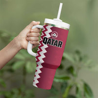 Custom Qatar Football Tumbler With Handle Maroon One Go Champion - Wonder Print Shop