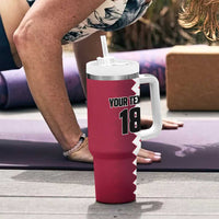Custom Qatar Football Tumbler With Handle Maroon One Go Champion - Wonder Print Shop