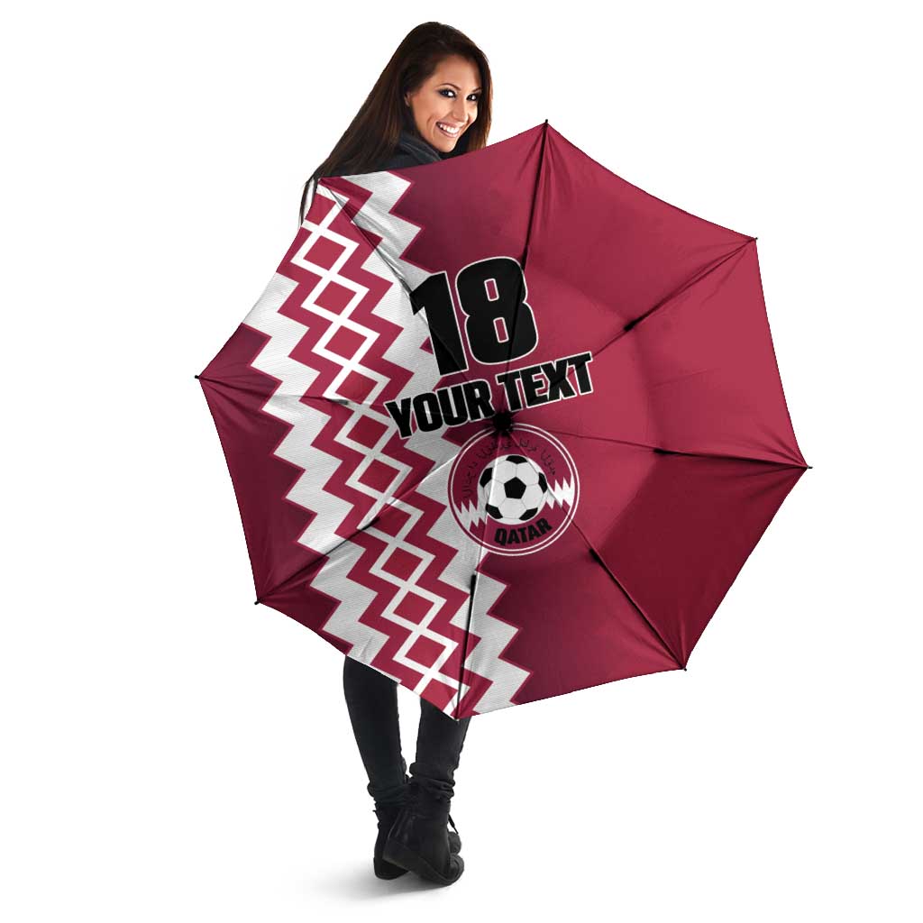 Custom Qatar Football Umbrella Maroon One Go Champion - Wonder Print Shop