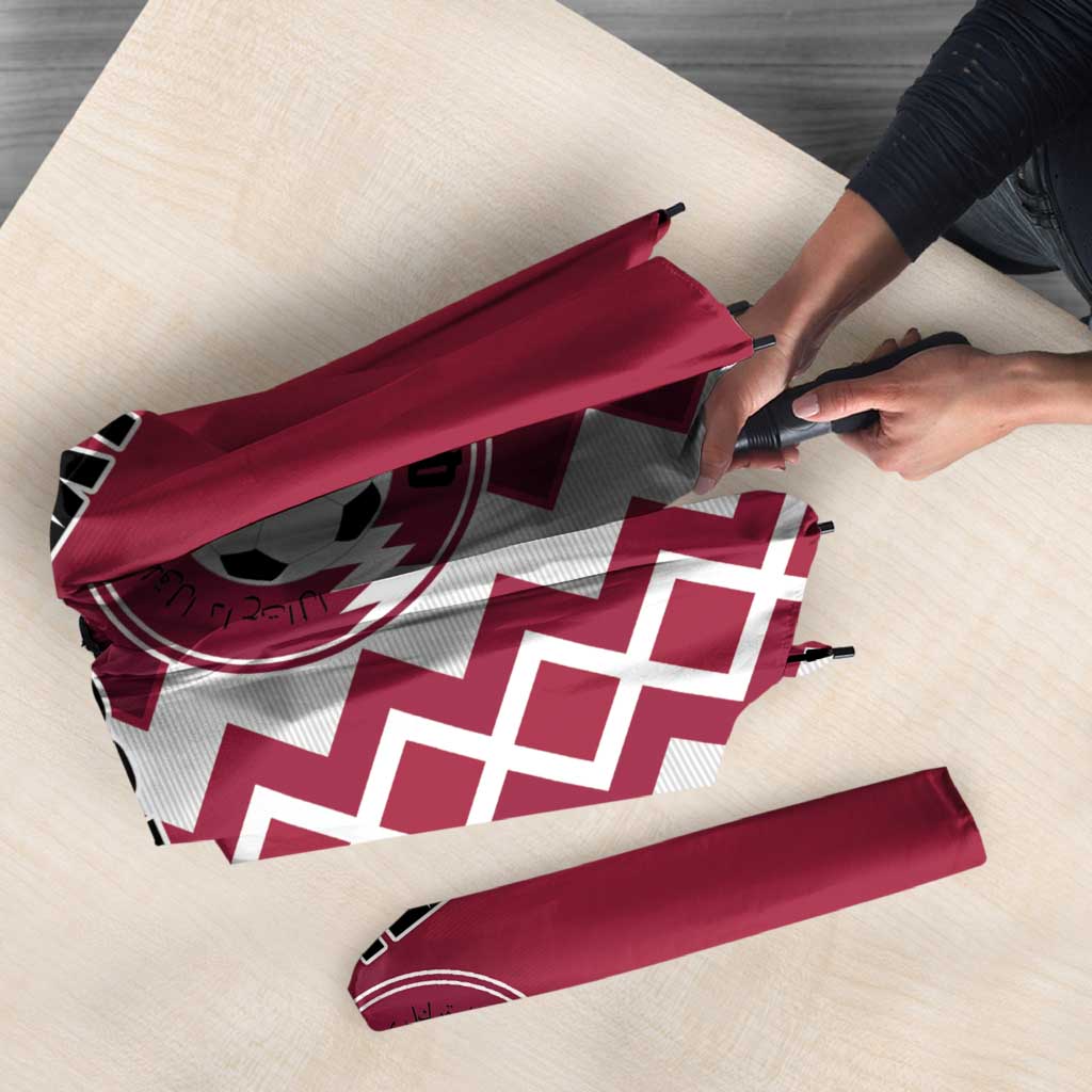Custom Qatar Football Umbrella Maroon One Go Champion - Wonder Print Shop