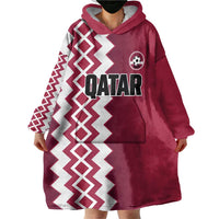 Custom Qatar Football Wearable Blanket Hoodie Maroon One Go Champion - Wonder Print Shop