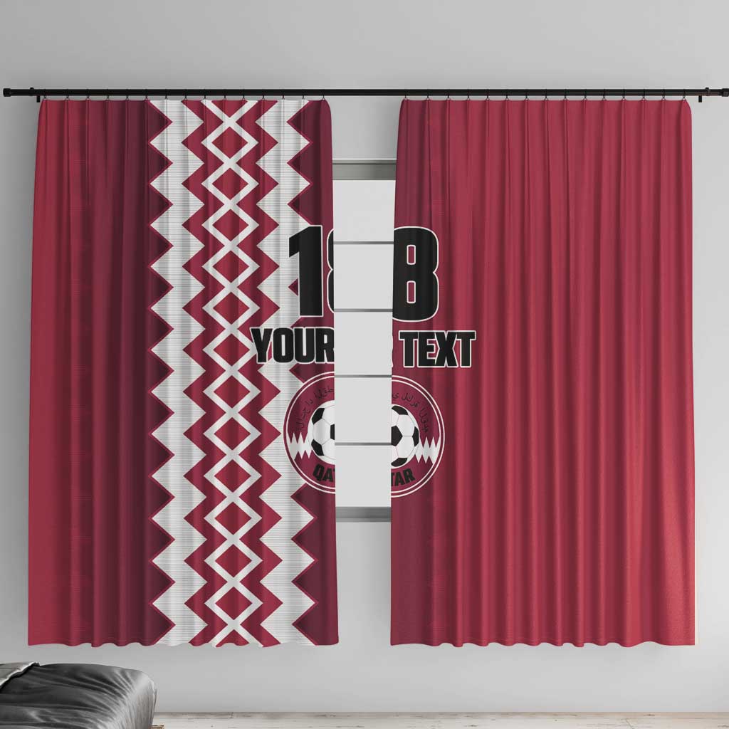Custom Qatar Football Window Curtain Maroon One Go Champion - Wonder Print Shop