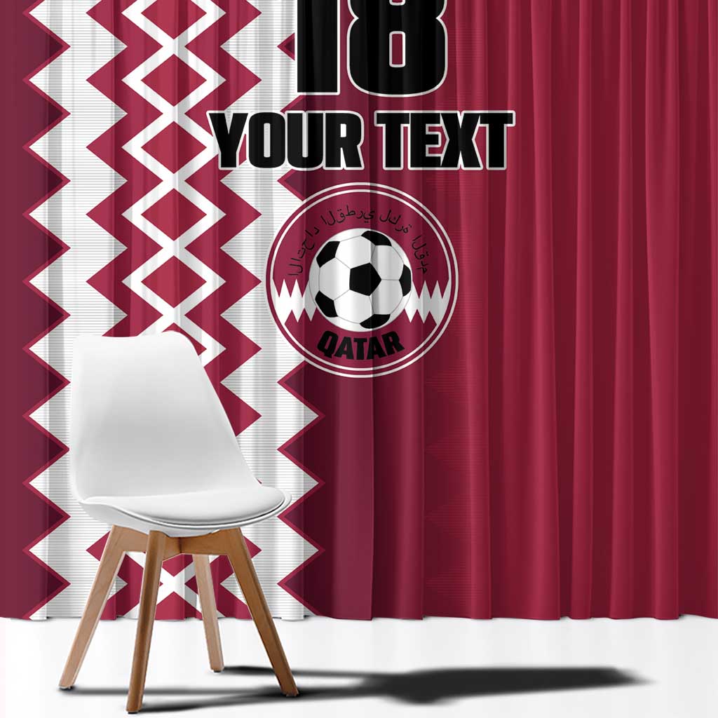 Custom Qatar Football Window Curtain Maroon One Go Champion - Wonder Print Shop