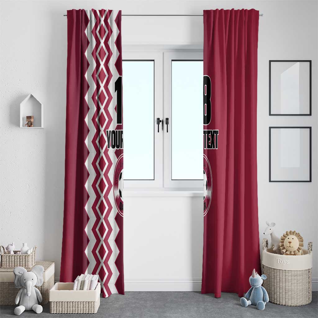 Custom Qatar Football Window Curtain Maroon One Go Champion - Wonder Print Shop