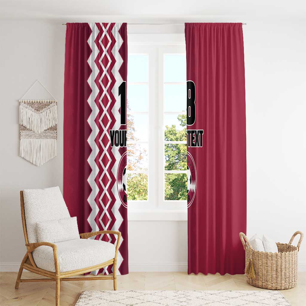 Custom Qatar Football Window Curtain Maroon One Go Champion - Wonder Print Shop