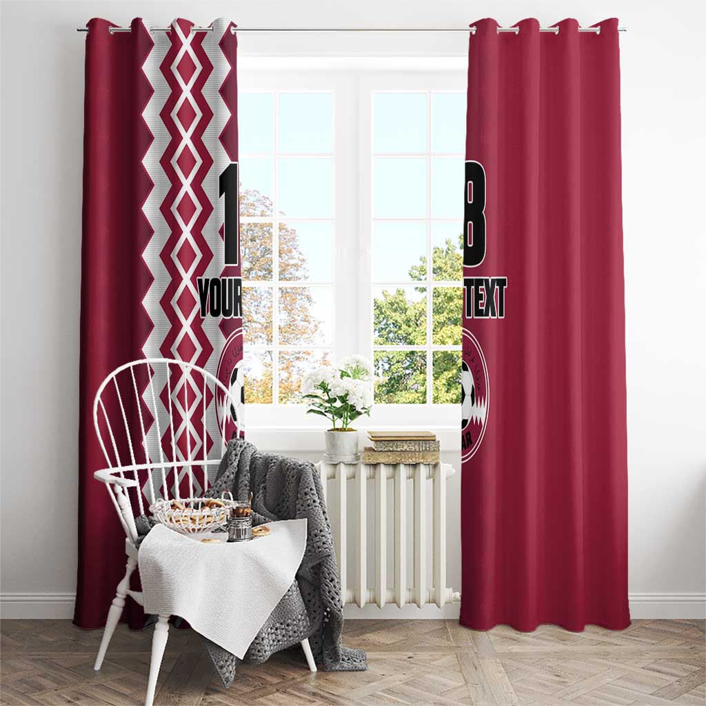 Custom Qatar Football Window Curtain Maroon One Go Champion - Wonder Print Shop