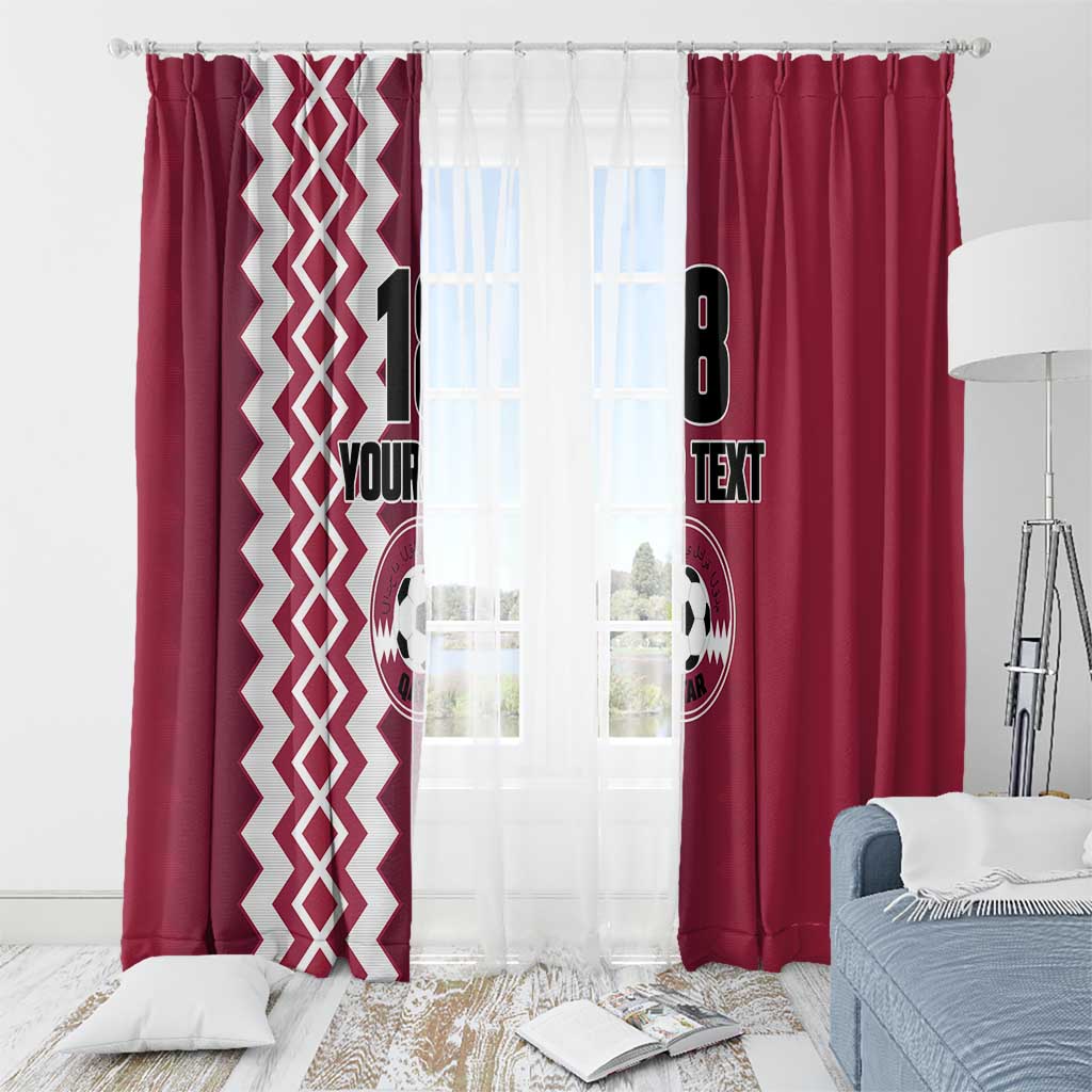 Custom Qatar Football Window Curtain Maroon One Go Champion - Wonder Print Shop