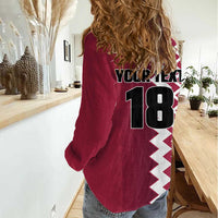 Custom Qatar Football Women Casual Shirt Maroon One Go Champion - Wonder Print Shop