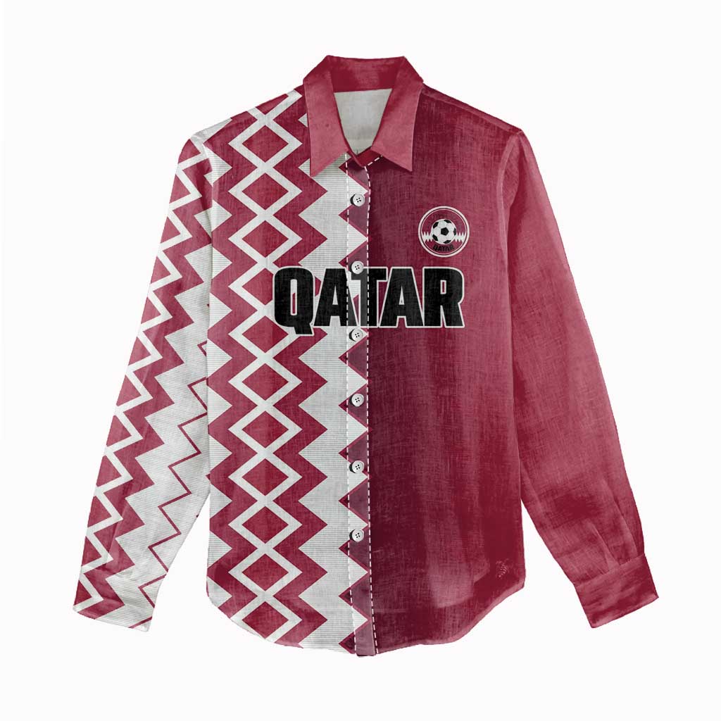 Custom Qatar Football Women Casual Shirt Maroon One Go Champion - Wonder Print Shop