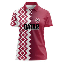Custom Qatar Football Women Polo Shirt Maroon One Go Champion - Wonder Print Shop