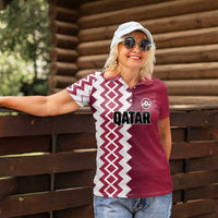 Custom Qatar Football Women Polo Shirt Maroon One Go Champion - Wonder Print Shop