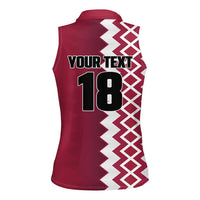 Custom Qatar Football Women Sleeveless Polo Shirt Maroon One Go Champion - Wonder Print Shop