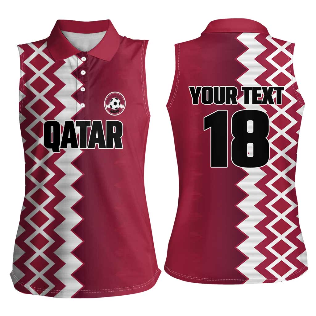 Custom Qatar Football Women Sleeveless Polo Shirt Maroon One Go Champion - Wonder Print Shop