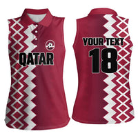 Custom Qatar Football Women Sleeveless Polo Shirt Maroon One Go Champion - Wonder Print Shop