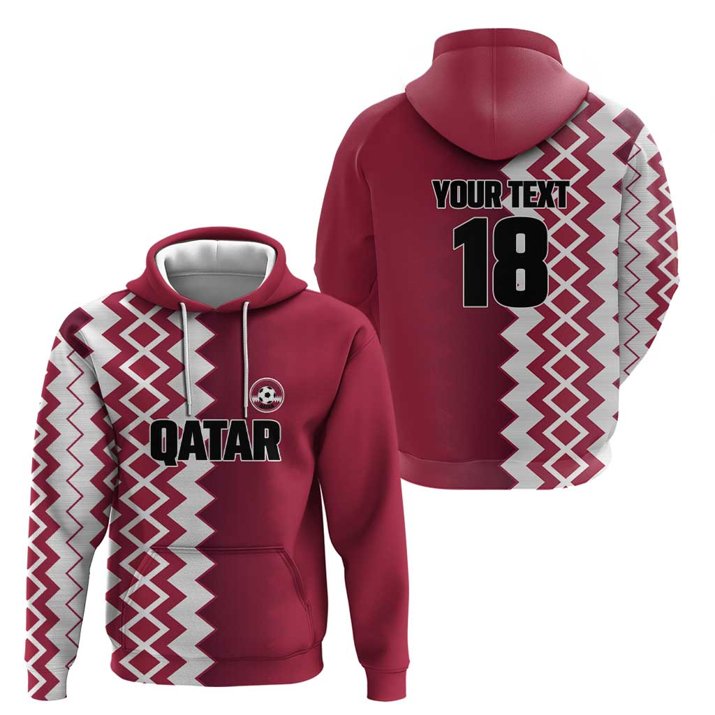 Custom Qatar Football Zip Hoodie Maroon One Go Champion - Wonder Print Shop