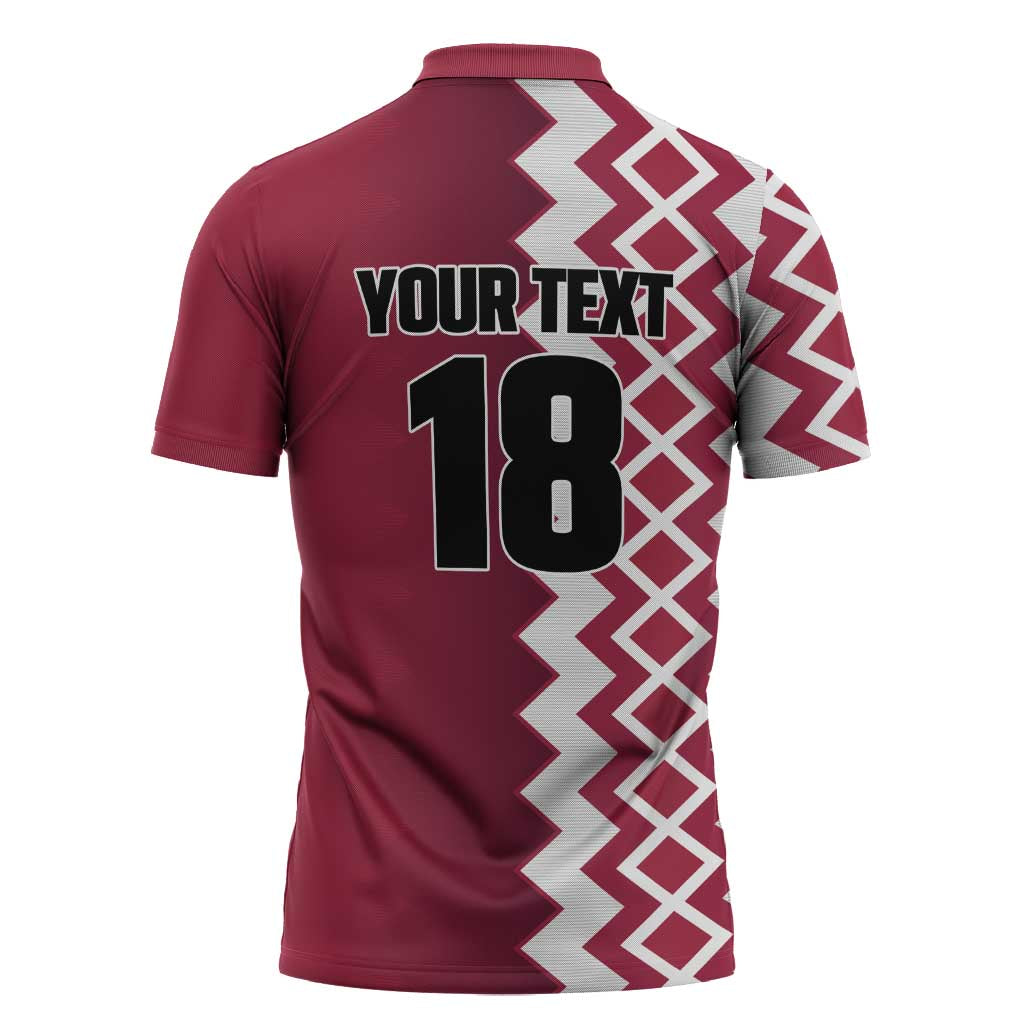Custom Qatar Football Zipper Polo Shirt Maroon One Go Champion - Wonder Print Shop