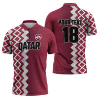 Custom Qatar Football Zipper Polo Shirt Maroon One Go Champion - Wonder Print Shop
