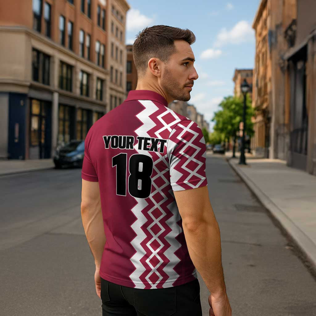 Custom Qatar Football Zipper Polo Shirt Maroon One Go Champion - Wonder Print Shop