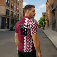 Custom Qatar Football Zipper Polo Shirt Maroon One Go Champion - Wonder Print Shop